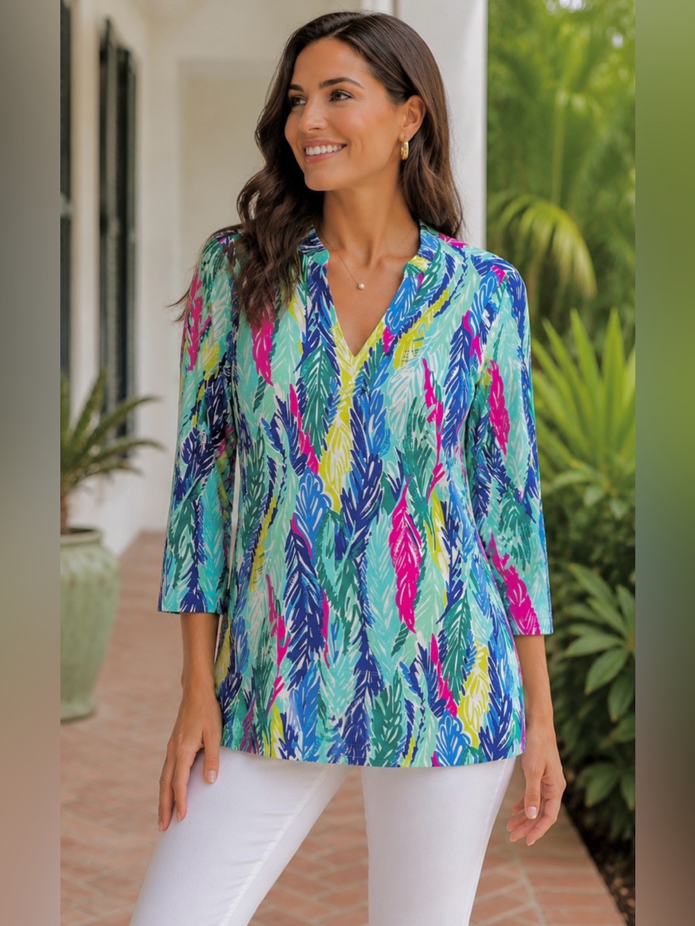 Lilly Pulitzer Vero Tunic Light As A Feather Top Small UPF 50+ Beach Casual